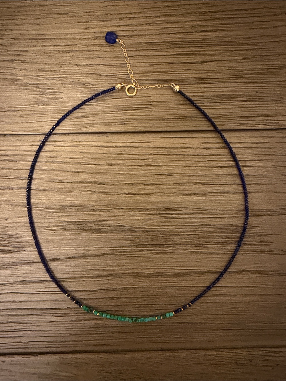 NWT Lapis and Turquoise 14k gold fill bead Necklace 16 inch with 2 inch extender